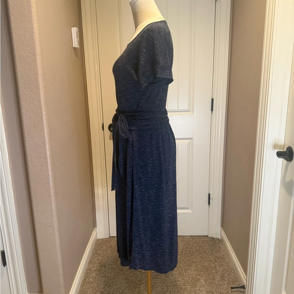 GAP Heathered Blue Midi Dress with tie - Picture 2 of 5